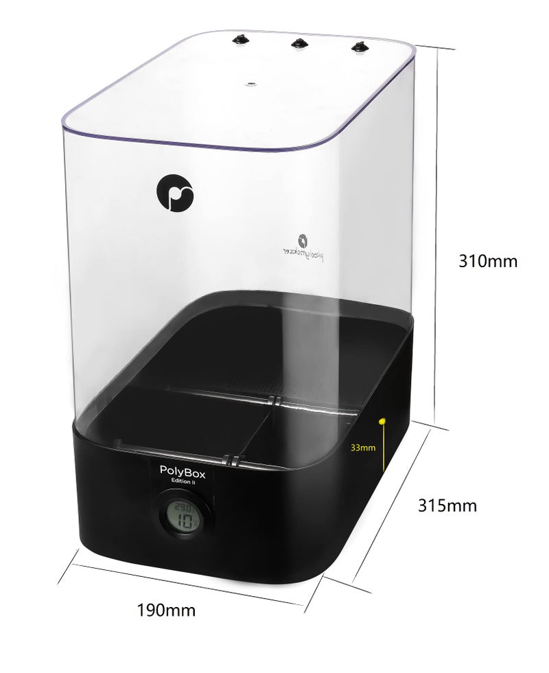 polymaker صندوق تخزين خيوط بوليمكر لأسطوانات 2x1 كجم أو أسطوانة 3 كجم - إصدار بولي بوكس II لحامل خيوط الطابعة ثلاثية الأبعاد - Image 3